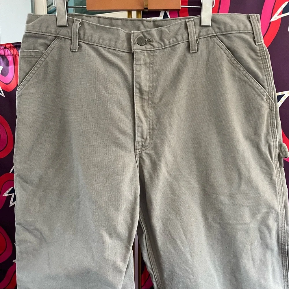 Vintage Carhartt B11 DES Duck Canvas Dungarees Work Pant Washed Carpenter Desert - Picture 3 of 10